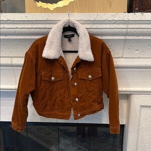 Women’s Rust Colored Corduroy Jacket with Sherpa Collar